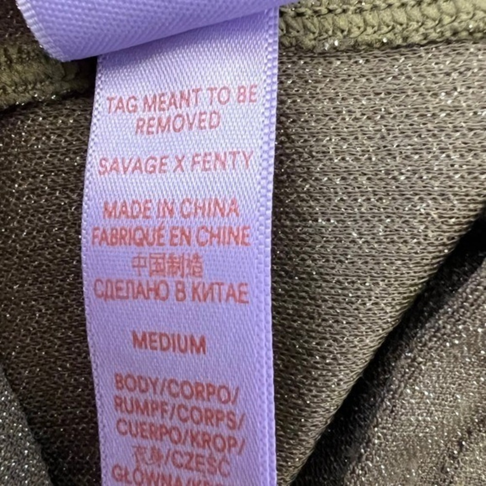 Savage X Fenty Womens Metallic Hooded Jumpsuit Olive Green Shimmer One Piece M - Picture 8 of 15